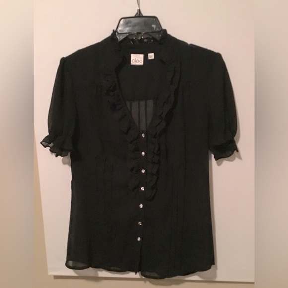 CLEO Black Button Down Shirt - Picture 1 of 5